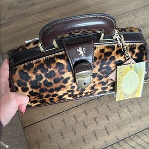 Pratesi Dr bag NWT Leopard Print Leather Handbag